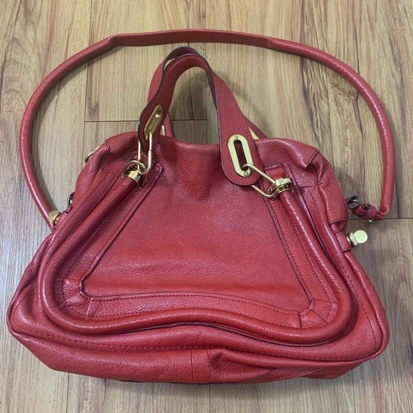Chloé Paraty Shoulder Red Leather Bag - Picture 4 of 14